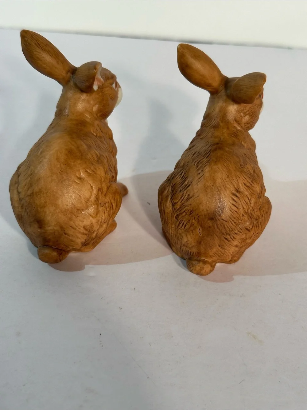 Set Of 2 Lefton Brown Porcelain Bunny Rabbits Taiwan Red Nose Detailed 3